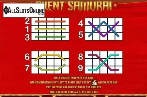 Paytable 4. Silent Samurai JP from Playtech