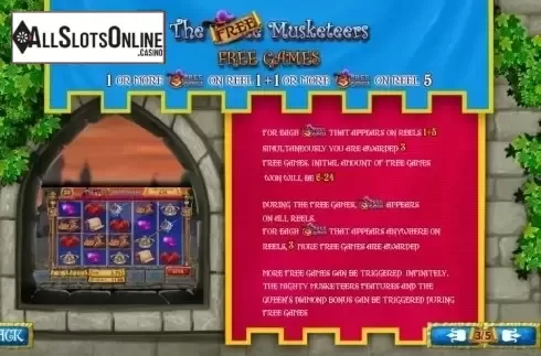 Paytable 3. The Three Musketeers and the Queen's Diamond (Playtech) from Playtech
