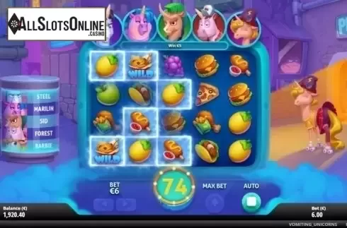 Win Screen 4. Vomiting Unicorns from Gluck Games