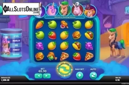 Reel Screen. Vomiting Unicorns from Gluck Games