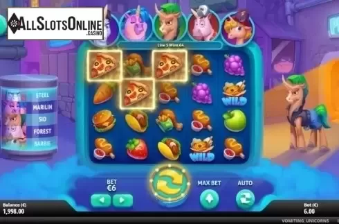 Win Screen 1. Vomiting Unicorns from Gluck Games
