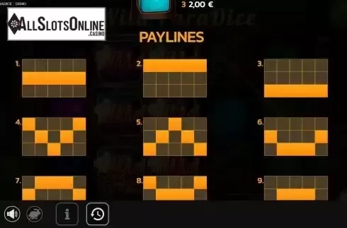 Paylines screen
