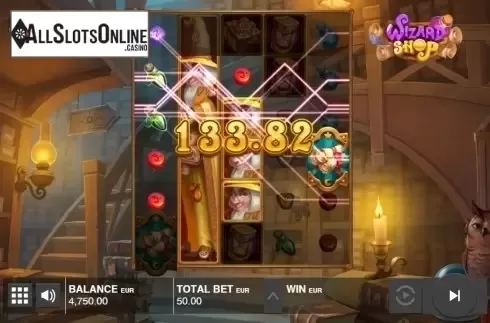 Wizard Wild Win screen. Wizard Shop from Push Gaming