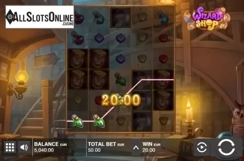 Win screen. Wizard Shop from Push Gaming