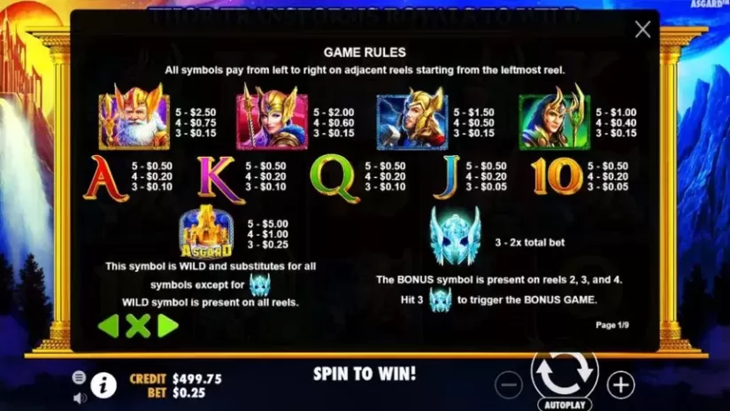 Asgard slot screenshot 2