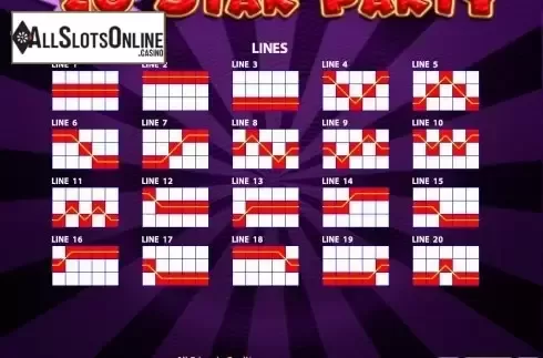 Paytable 3. 20 Star Party from Casino Technology