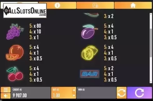 Pay Table screen 2