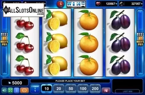 Game Workflow screen. 81 Wins from EGT