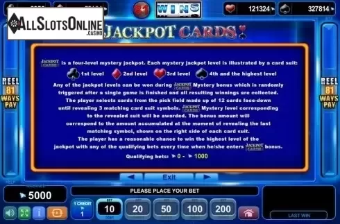 Paytable 4. 81 Wins from EGT