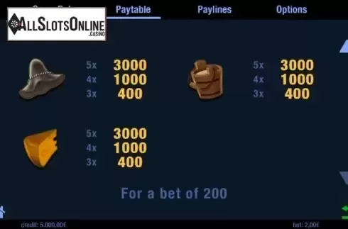 Paytable 2. Alm Gaudi from Swintt