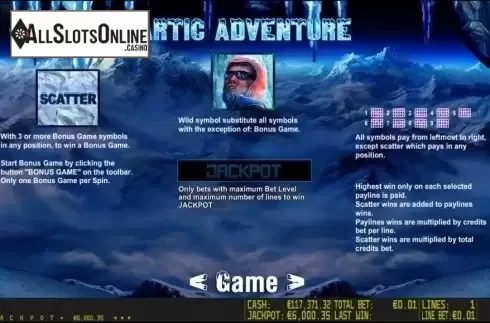 Paytable 2. Artic Adventure HD from World Match