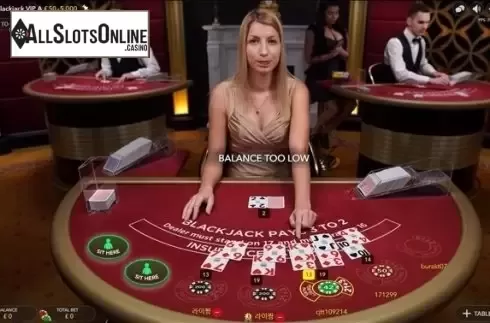 Game Screen. Blackjack VIP A from Evolution Gaming