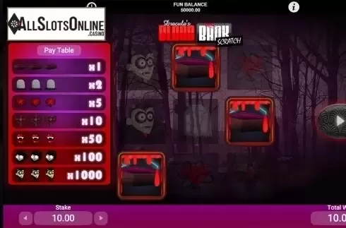 Win screen. Blood Bank Scratch from 1X2gaming