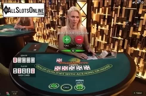 Game Screen. Caribbean Stud Poker (Evolution Gaming) from Evolution Gaming
