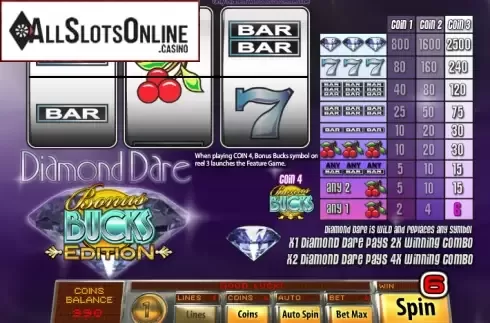 Win Screen. Diamond Dare Bonus Bucks Edition from Saucify