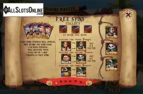 Paytable 1. Exploding Pirates from Spinomenal