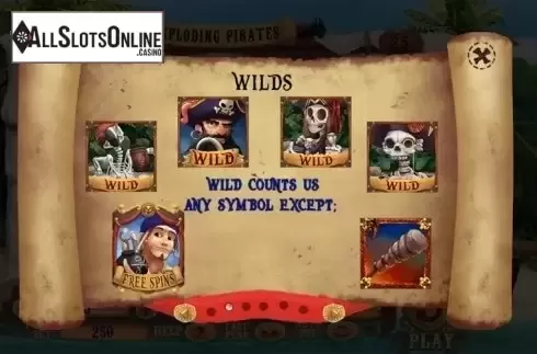 Paytable 2. Exploding Pirates from Spinomenal