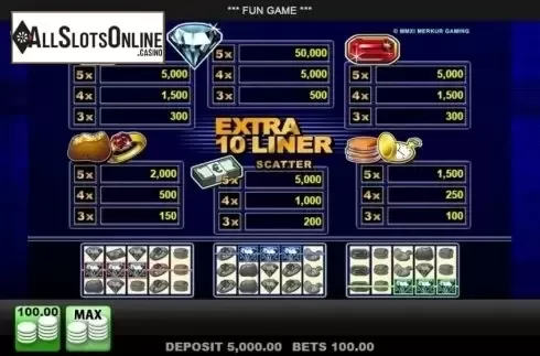Paytable. Extra 10 Liner from edict