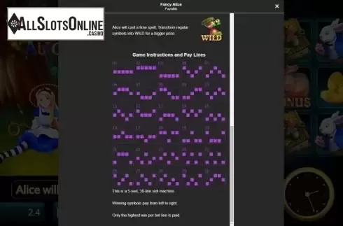 Paylines screen