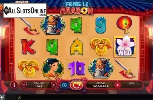 Reels screen. Feng Li Dragon from GAMING1