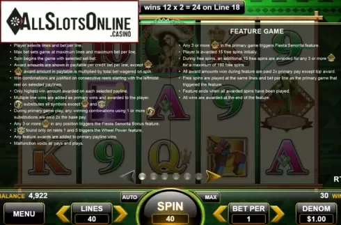 Features 1. Fiesta Senorita from Spin Games