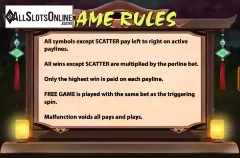 Game Rules screen