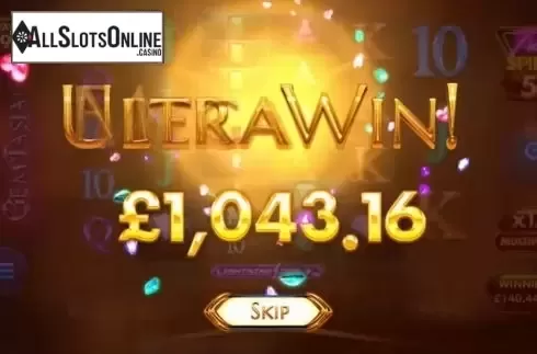 Big win screen. Gemtasia Lightning Reel from Mutuel Play