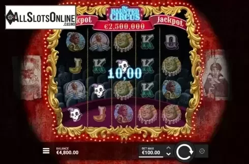 Win Screen. Haunted Circus from Hacksaw Gaming