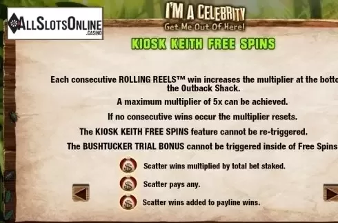 Paytable 4. I'm a Celebrity Get Me Out of Here from Microgaming
