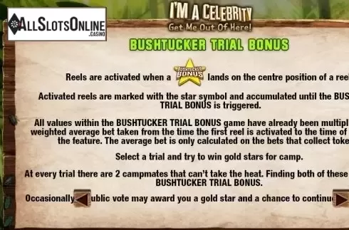 Paytable 7. I'm a Celebrity Get Me Out of Here from Microgaming