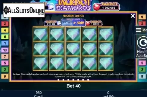 Paytable 4. Jackpot Diamonds from Greentube