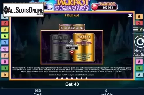 Paytable 5. Jackpot Diamonds from Greentube