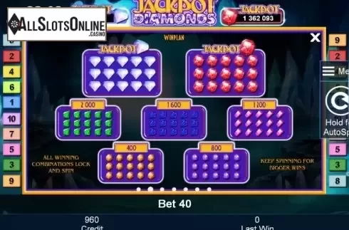 Paytable 2. Jackpot Diamonds from Greentube