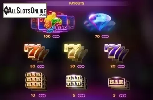 Paytable 1. Jester Trio from iSoftBet