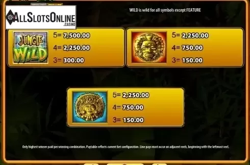 Paytable 1. Jungle Wild from WMS