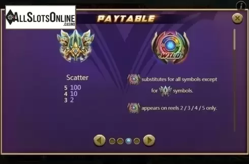 Paytable 1. King of Glory from XIN Gaming