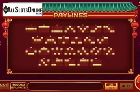 Paylines screen