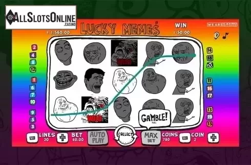 Game workflow screen 2. Lucky Memes from We Are Casino