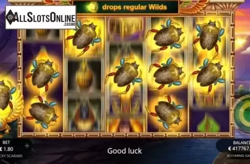 Random Wilds Feature. Lucky Scarabs from Booming Games