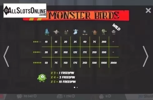 Screen2. Monster Birds from MrSlotty