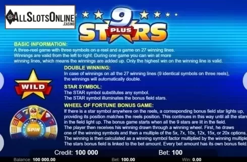 Features. Nine Stars (Kajot Games) from KAJOT