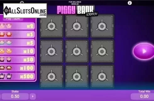 Reels screen. Piggy Bank Scratch (1x2gaming) from 1X2gaming