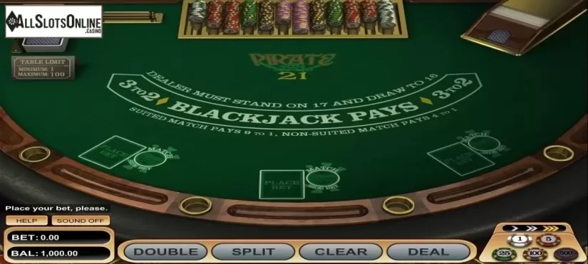 Game Screen. Pirate 21 Blackjack from Betsoft