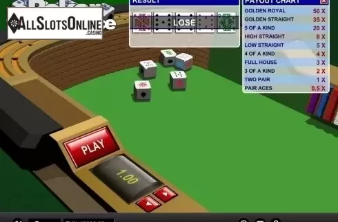 Game Screen. Poker Dice (1X2gaming) from 1X2gaming