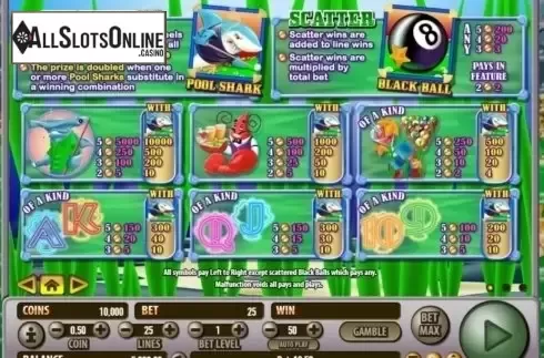 Paytable 1. Pool Shark from Habanero