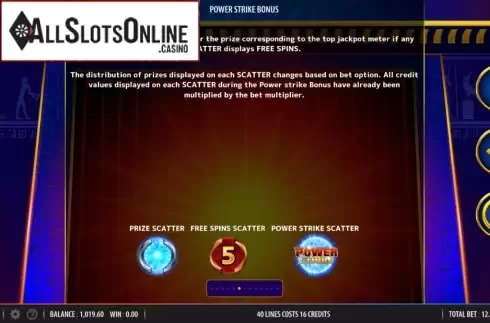 Paytable 6. Power Strike Egyptian Riches from Bally