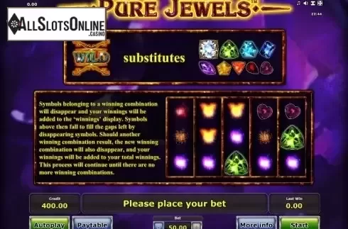Paytable 2. Pure Jewels from Greentube