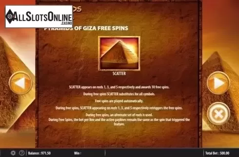 Paylines. Pyramids of Giza from Barcrest