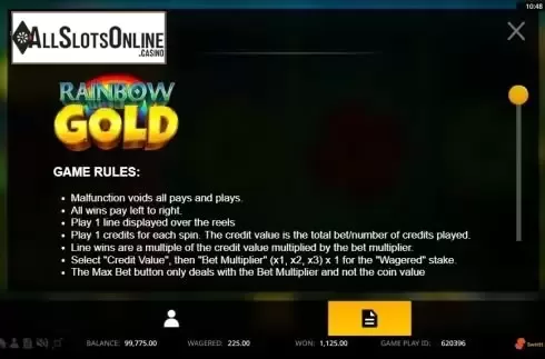 Paytable 5. Rainbow Wilds from IronDog