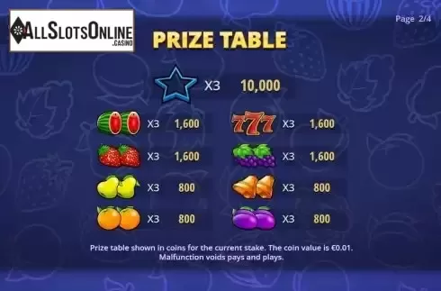 Pay Table screen